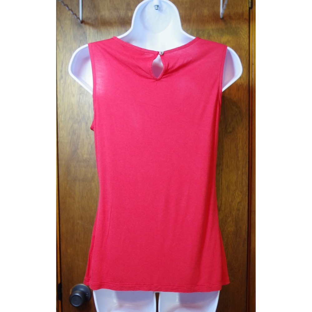 Banana Republic XS Red Sleeveless Cutout Neckline Keyhole Back Blouse - Picture 3 of 5